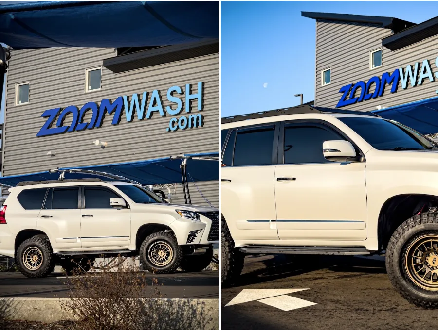 White Lexus SUV freshly washed at Zoom Wash Knoxville, shared by Curtis H. in his Google review